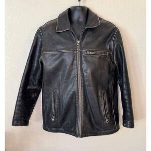 Vintage J.Crew Leather Flight Jacket Teddy Sherpa Lined Full Zip, M